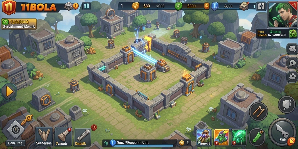 Tangkapan layar menunjukkan aksi duel tower defense di 11BOLA.