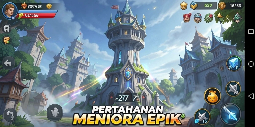Tampilan gameplay menarik dari <strong>2757</strong> saat membangun menara pertahanan.