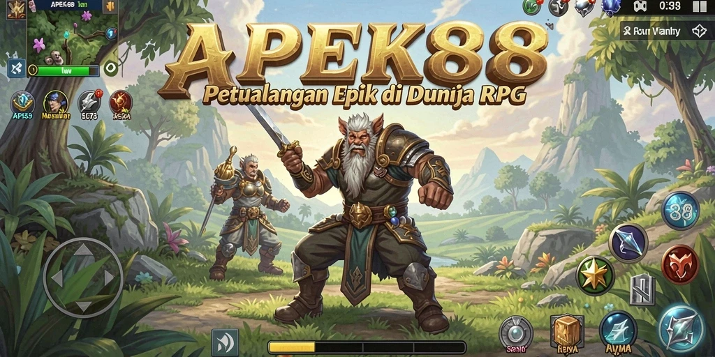 Tangkapan layar gameplay APEK88 menampilkan pertarungan seru dalam dunia fantasi.
