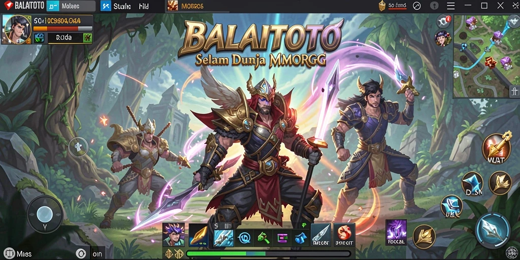 Screenshot BALAITOTO menampilkan pertempuran epik dalam dunia MMORPG.