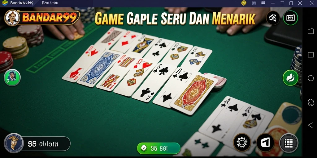 Tampilan gameplay seru BANDAR99 saat bermain Gaple.