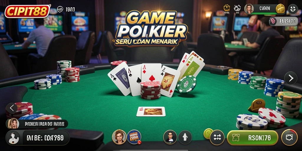 Screenshot gameplay CIPIT88 dengan suasana Poker yang menegangkan.