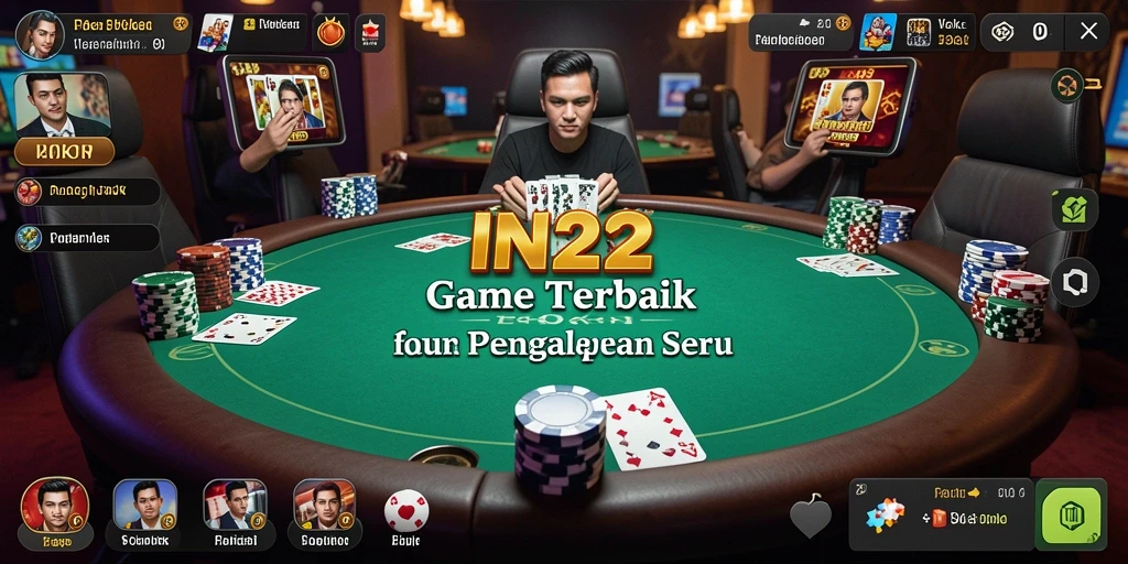 Tangkapan layar gameplay IN22 yang menampilkan aksi poker yang mendebarkan.