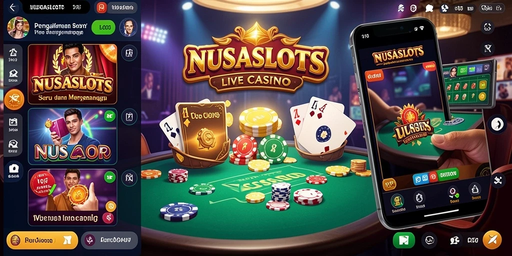 Tampilan gameplay NUSASLOTS dengan dealer langsung yang interaktif.