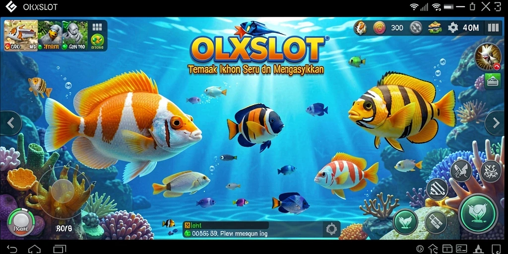 Screenshot gameplay OLXSLOT menampilkan aksi menembak ikan yang seru.