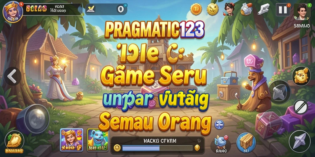 Screenshot gameplay PRAGMATIC123 dengan karakter dan bangunan yang menarik.