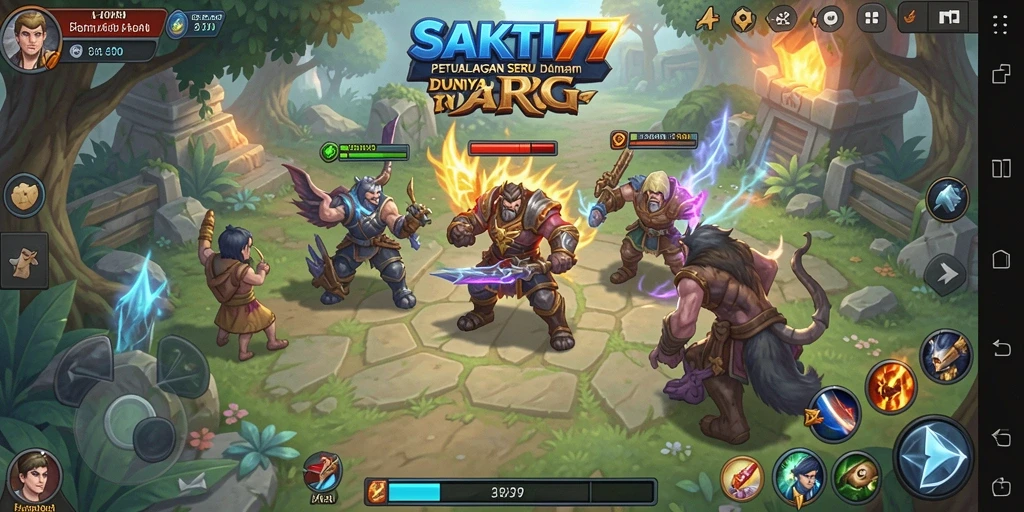 Screenshot SAKTI77 menunjukkan momen epik dalam pertarungan RPG.