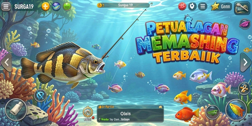 Tampilan gameplay SURGA19 saat memancing di lokasi menakjubkan.