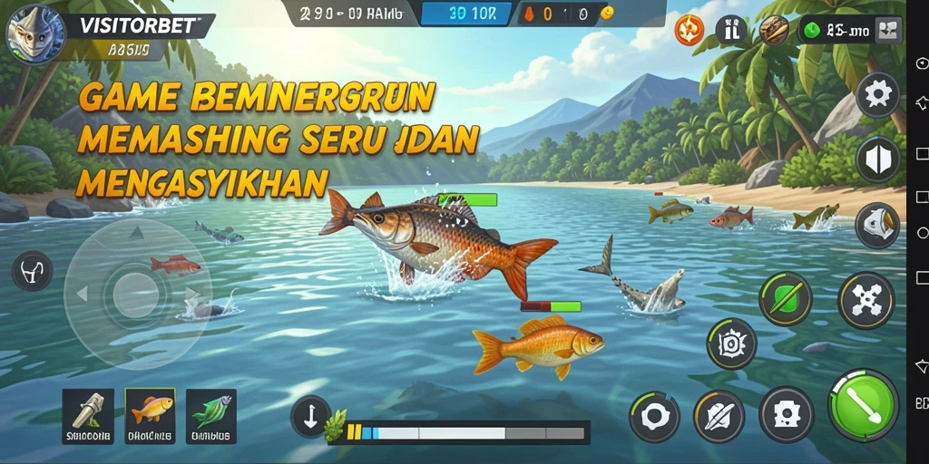 Screenshot gameplay menampilkan aksi memancing yang seru di VISITORBET.