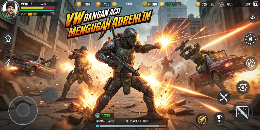 Tampilan seru dari gameplay VW108 dengan pertempuran yang mendebarkan.