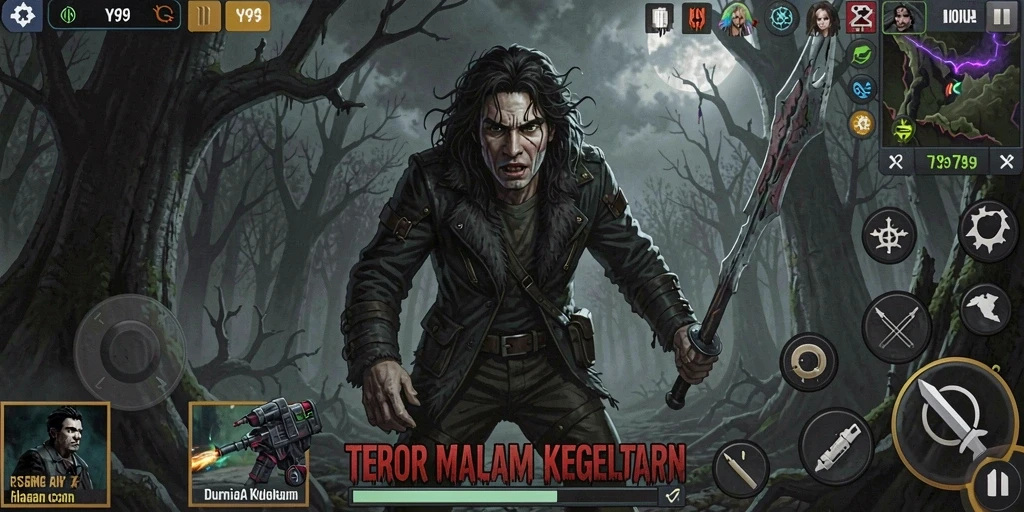 Tangkapan layar menampilkan suasana mencekam dalam gameplay Y89.